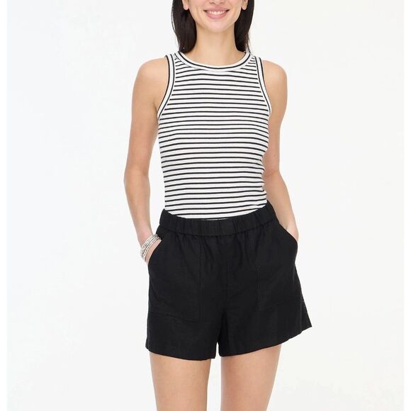 J.CREW Linen-Blend Pull-On Short XXS Black Relaxed Fit Casual Comfort NWT B29 - Picture 1 of 5